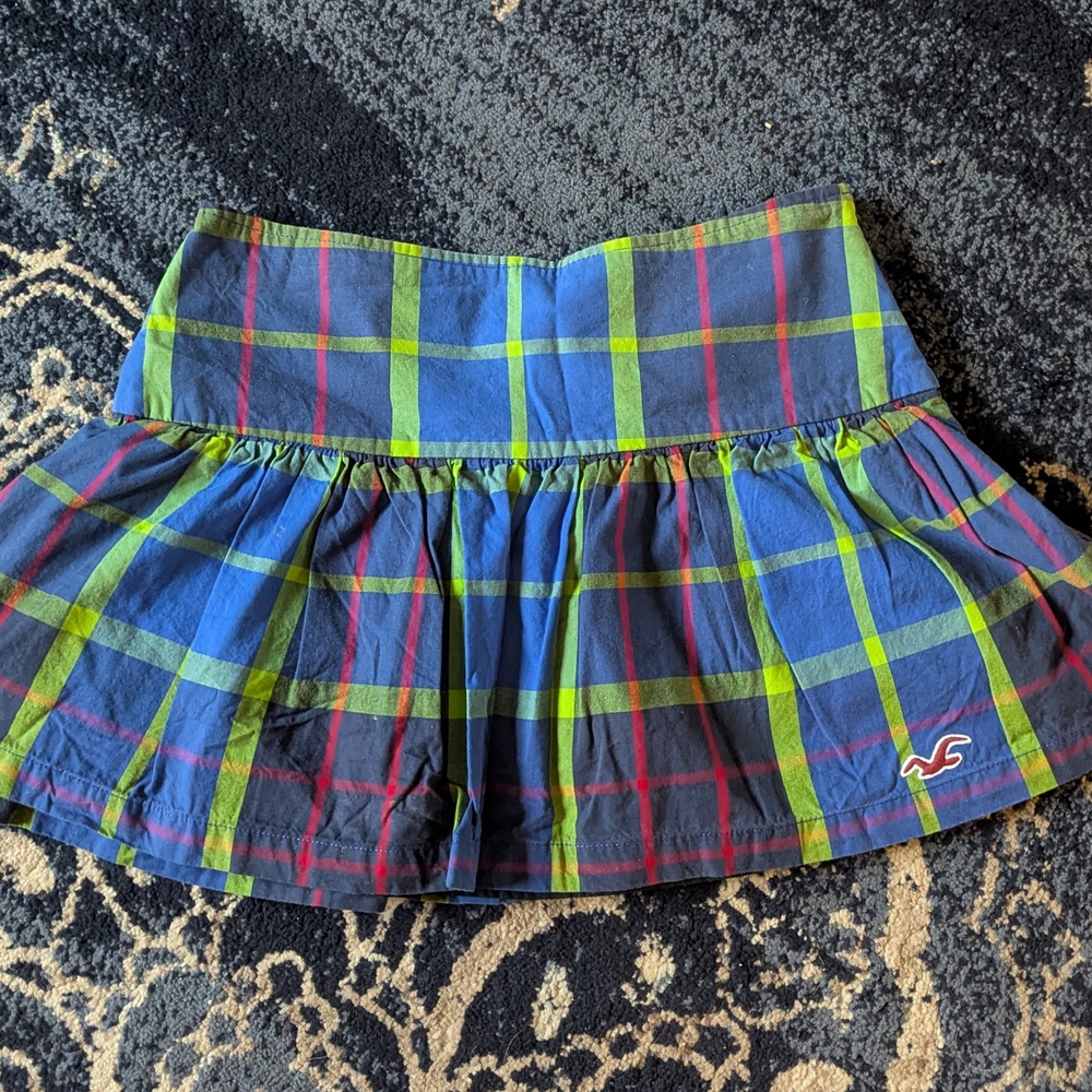 Hollister Blue, Green & Red Plaid Skirt Sz 1 Jrs